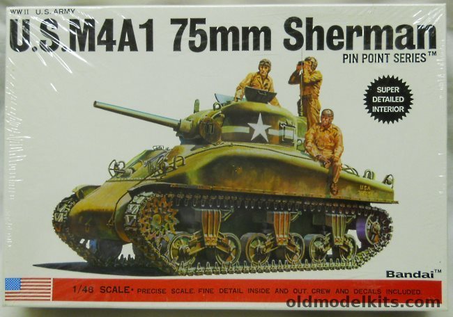 Bandai 1/48 M4A1 75mm Sherman Tank, 8282 plastic model kit